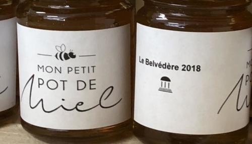Petits pots de miel du Belvédère prêts à être dégustés !